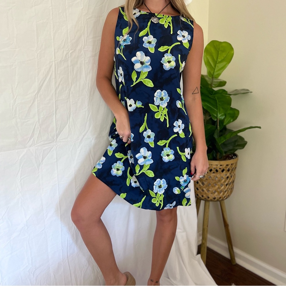 Vintage 90s Blue Floral Sundress